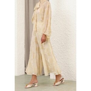 Zimmermann Burnout Culotte Cream Silk Blend Wide Leg Pants Size 8 MSRP $695